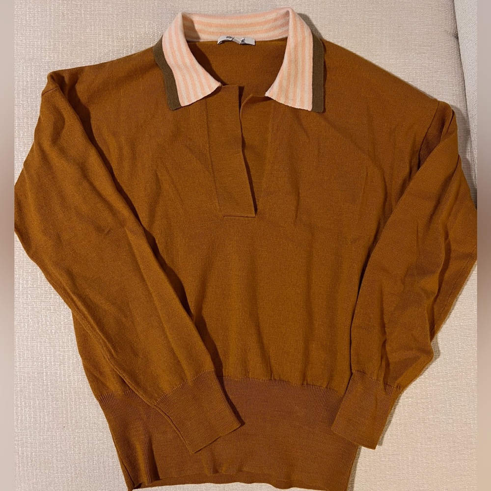 Madewell Polo Sweater with Striped Collar